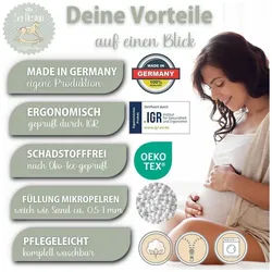 SEI Design Stillkissen Stillkissen 190x30 XXL, Füllung EPS Mikroperlen, Bezug 100% Baumwoll, Schwangerschaftskissen mit Bezug, Schwangerschaftskissen mit Bezug, pflegeleicht grau 35 cm x 190 cm