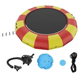 VEVOR Aufblasbarer Wassertrampolin Leiter, Wasserdichte, Abriebfeste, Langlebige Wassertrampoline 5,18 m Großen Sprungfläche, Sprungplattform-Wasserpark Pool Trampolin, Spielzeuge Gelb