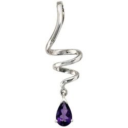 Schmuck Krone Perlenanhänger Anhänger Tropfen Amethyst Spirale, 925 Silber, Silber 925 silberfarben