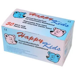 AMPRI HAPPY KIDS mit Bärchendruck Elastikbänder 3 lagig weiß mit Bärchendruck 1 Box a 50 Stück