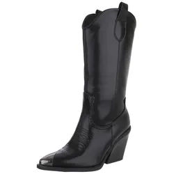 Ital-Design Cowboy-Stiefel mit Absatz für Damen – Stilvoller Komfort Westernstiefel (90152865) Blockabsatz Stiefel in Schwarz schwarz 40 EU