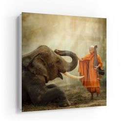 DEQORI Schlüsselkasten 'Buddhist berührt Elefant', Glas Schlüsselbox modern magnetisch beschreibbar weiß