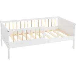 Ml-Design Kinderbett 70x140 cm Weiß/Natur , Multicolor , Holz , Kiefer , Rechteckig , 70x140 cm , Babymöbel & Kindermöbel, Kinderzimmer & Jugendzimmer, Kinderbetten