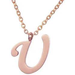 Kette mit Anhänger Buchstabenkette Halskette mit Buchstaben Anhänger (1-tlg., Kette mit Anhänger inkl. Samtbeutel), Roséfarbene Kette mit Buchstabenanhänger, im Samtbeutel goldfarben