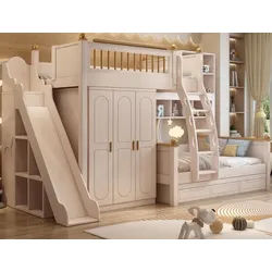 Xlmoebel Etagenbett Doppelstockbett aus Holz in Weiß mit Rutsche und Stauraum (1-St), Made in Europa braun