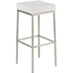 CLP Barhocker Lederlook Weiß , Textil , 37x85x37 cm , Esszimmer, Barmöbel, Barhocker