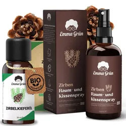 Emma Grün® Alpine Frische Spar-Set mit Wildwuchs Zirben√∂l & Zirbelkiefer Kissenspray Spray 130 ml