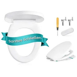 SONGMICS WC-Sitz Absenkautomatik, Toilettendeckel, belastbar mit 300 kg, Griff, PP-Kunststoff, einfache Montage O-Form