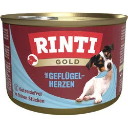 RINTI Gold 185g Dose Hundenassfutter 12 x 185 Gramm Adult Geflügelherzen