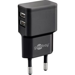 Dual USB-Ladegerät 2,4 A (12W) schwarz kompaktes USB-Netzteil mit 2xUSB Anschlüssen