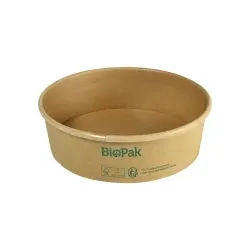 DUNI BioPak Ronda Bowl Wide ungeteilt, rund 196010 , 1 Karton = 5 x 50 Stück, 500 ml, braun