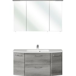 Badmöbel-Set »Quickset 2-teilig, Mineralmarmor-Waschtisch mit LED-Spiegelschrank«, (2 St.), Graphit Struktur, 33052501-0