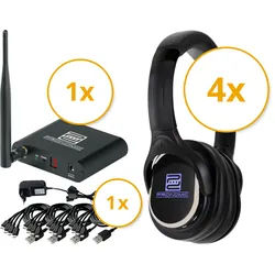Pronomic SCBS-41 USB-C Silent Disco V2 Band Set mit 4 Kopfhörern und 1 Sender