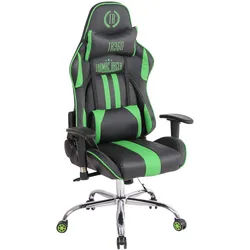 CLP Chefsessel Lederlook schwarz/grün , Grün, Schwarz , Metall , 67x128x51 cm , Büromöbel, Bürostühle, Gaming-Sessel
