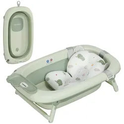 Aiyaplay 2Er -Set Babybadewanne, faltbar Baby Bathtub mit Gestell, rutschfest Babywanne , Grün , Kunststoff , 53x86 cm , Pflegen, Baden, Babybadewannen
