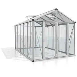 Xxxl Gewächshausbausatz , Alufarben , Metall, Kunststoff, Glas , 258x250x391 cm , Gartenzubehör, Garten- & Gewächshäuser