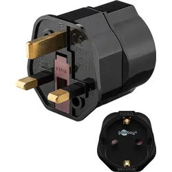 Goobay Netzadapter UK, Schwarz - Schutzkontaktbuchse (Typ F, CEE 7/3) > UK 3-Pin-Stecker (Typ G, BS 1363)