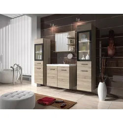 Badmöbel-Set 5-tlg. Madrit mit LED ca. 120 cm Eiche