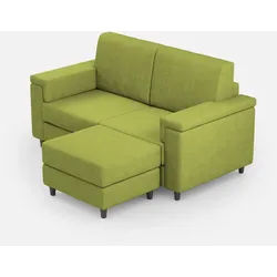 Marrak 2-Sitzer-Sofa (zwei 60-cm-Sitze) + Hocker, Außenmaße L.148 T.155, grüne Farbe