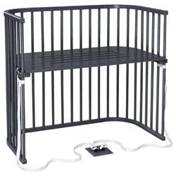 Babybay Beistellbett , Grau , Holz , Buche , vollmassiv , 62x96.50x110 cm , Sprossen im Normabstand, Lattenrost stufenlos höhenverstellbar, zur Sitzbank umbaubar, zum Gitterbett umbaubar, höhenverstellbar, sehr stabil , Babymöbel & Kindermöbel, Babyzimmer, Babybetten