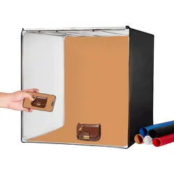 VEVOR Lichtbox für Fotostudios, 99,1 x 99,1 cm, 5600 K, professionelles Foto-Shooting-Zelt-Set mit 210 LED-Leuchten, 5 Hintergründen, Netzteil, weichem Lichttuch, Eckstücken, hoher CRI ≥ 95 für Produktfotografie