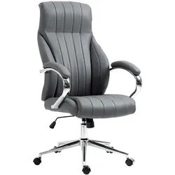 CLP Chefsessel Echtleder grau , Grau , Leder , 73x120x76 cm , Arbeitszimmer, Bürostühle, Chefsessel