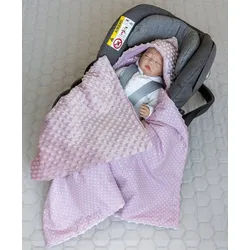 Loolay Babytrage Einschlagdecke für Kinder Autositz und Babyschale Babytrage 90 x 90 cm (MINKY/ Baumwolle Kuscheldecke Kinderwagendecke Babydecke, Neugeborene Babyausstattung PREMIUM Geschenk), LOOLAY® - 100% Europäische Stoffe und Kleinserien-Nähen! rosa
