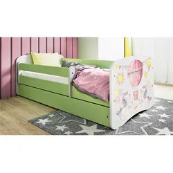 Mid.you Kinder-/Juniorbett , Grün, Weiß , Holzwerkstoff , Birke , Schichtholz,Sperrholz , H2 , 1-Zonen , Höhe ca. 15 cm , links montierbar, rechts montierbar , 80x160 cm , nicht verstellbar , Babymöbel & Kindermöbel, Kinderzimmer & Jugendzimmer, Kinderbetten, Kinderbetten & Jugendbetten
