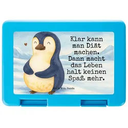 Mr. & Mrs. Panda Butterdose Pinguin Diät Design, Bentobox, Weiß, Pinguine, Frischhaltedose, Bento, Premium Kunststoff, (Packung), Meal Prep Box Pinguine Geschenk weiß