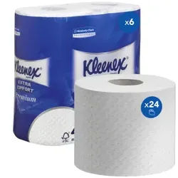 KLEENEX® Toilettenpapier Rollen, 4-lagig, weiß, Weiche Toilettenpapierrollen aus 100% reinen Fasern, Toilet Tissue, 1 Paket = 6 Packungen à 4 x 160 Blatt