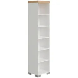 Paidi Regal , Weiß, Eichefarben , Kunststoff , 5 Fächer , 48.4x205.9x39.6 cm , Blauer Engel, Goldenes M , stehend , Wohnzimmer, Regale, Bücherregale