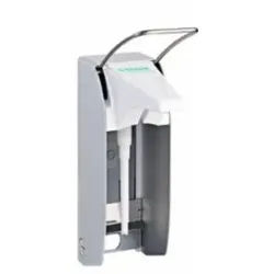 Seifen- und Desinfektionsmittelspender, Wandspender von B. Braun Melsungen, Aluminiumgehäuse, ELS plus, langer Armhebel für 500 ml Euroflaschen