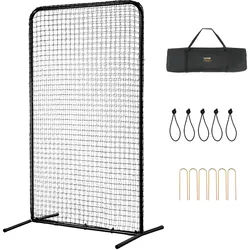 VEVOR I-Typ für Schlägerkäfig 1220 x 910 x 2130 mm Baseball- und Softball-Sicherheitsschirm Körperschutz Tragbarer Schlagschirm mit Tragetasche & Bodenpfählen, Outdoor Baseball-Pitching-Netz Schwarz