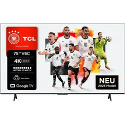 TCL LED-Fernseher "75V6CX1", E (A-G), schwarz, 75, Fernseher, 4K HDR, Multi-HDR, Dolby Vision, Game Master, Smart TV, Apple TV