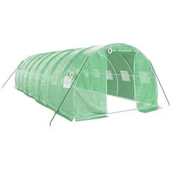 vidaXL Gewächshaus, Treibhaus mit Stahlrahmen Grün 24 m2 8x3x2 m
