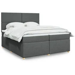 vidaXL Boxspringbett, Boxspringbett mit Matratze Dunkelgrau 200x200 cm Stoff