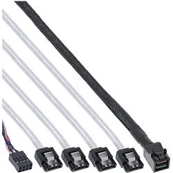 INLINE Mini SAS HD Kabel, SFF-8643 zu 4x SATA + Sideband, 1m