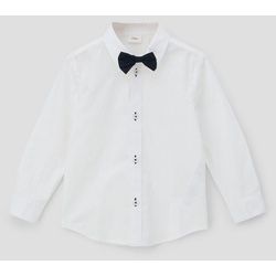 s.Oliver Langarmhemd Popeline-Hemd mit abnehmbarer Fliege Schleife weiß