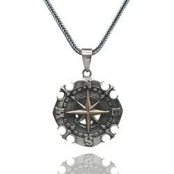 NAHLE Kette mit Anhänger Silber Kompass Herren Damen Fuchsschwanzkette Maritim (2-tlg., inkl. Schmuckbox), 925 Silber Anhänger silberfarben 55cm
