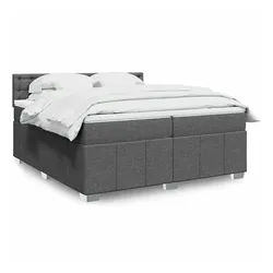 vidaXL Boxspringbett, Boxspringbett mit Matratze Dunkelgrau 200x200 cm Stoff