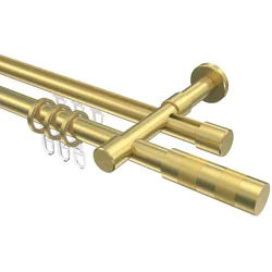 GARDINENSTANGE RUNDROHR-INNENLAUF Prestige Mavell 160 cm, 2-läufig, 20 mm Ø Messing-Optik