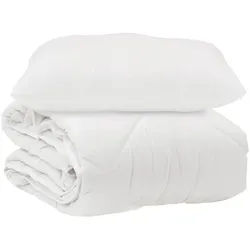 vidaXL Bett Bettdecke mit Kissen 2 pcs Weiß Mikrofaser (2-tlg) weiß