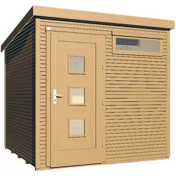 Weka Gartenhaus Designhaus wekaLine 171 mit extra hoher Tür - 28 mm naturbelassen 295 x 301 cm (Gr. 2) - 50 % Rabatt auf Dacheindeckung
