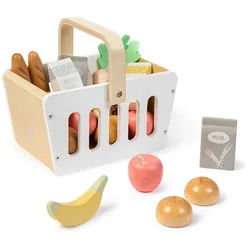 Musterkind Kaufladenzubehör , Textil, Holz , 23-teilig , 16.9x21.3x23.7 cm , CE, EN 71 , Spielzeug, Holzspielzeug