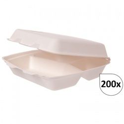 Menüboxen mittel 3-geteilt aus Bagasse 200 Stück, to go, take away, biologisch abbaubar, umweltfreundlich