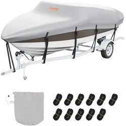 VEVOR Bootspersenning Abdeckplane Bootsplane, 426–480 cm Persenning Schlauchboot 600D Oxford-Gewebe Bootspersenning Abdeckung mit Aufbewahrungstasche 435 x 300 mm, Angelboot Bootsabdeckplane Grau