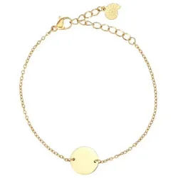 Hey Happiness Armkette Damen Kreis Anhänger, 18K Gold Roségold, Edelstahl Armband Geo Platte, wasserfest goldfarben