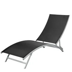 vidaXL Gartenliege, Sonnenliege Stahl und Textilene Schwarz