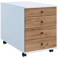 Mid.you Rollcontainer , Weiß, Honigeiche , Kunststoff , 4 Schubladen , 42x57x75 cm , Büromöbel, Schreibtischcontainer, Rollcontainer