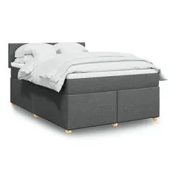 vidaXL Boxspringbett, Boxspringbett mit Matratze Dunkelgrau 160x200 cm Stoff